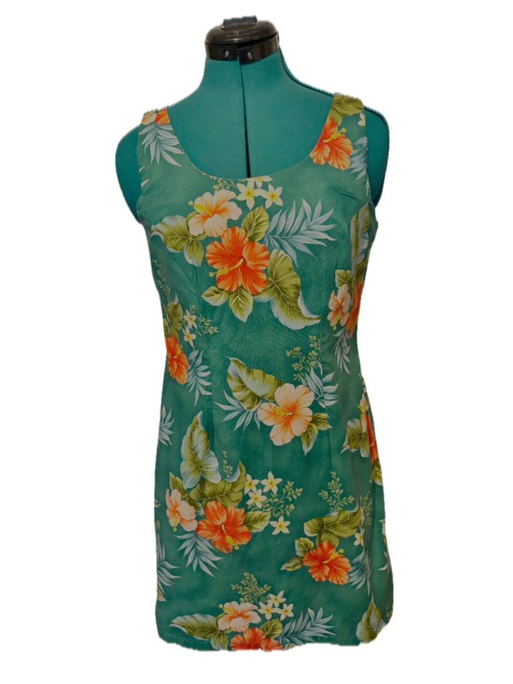Vintage Green Hawaiian Dress, Sz Med